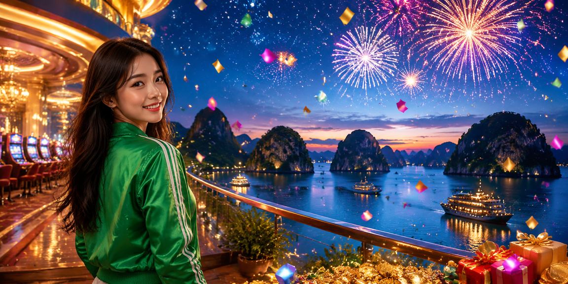 Người dùng tại vịnh Hạ Long thư giãn và chơi casino trên điện thoại di động